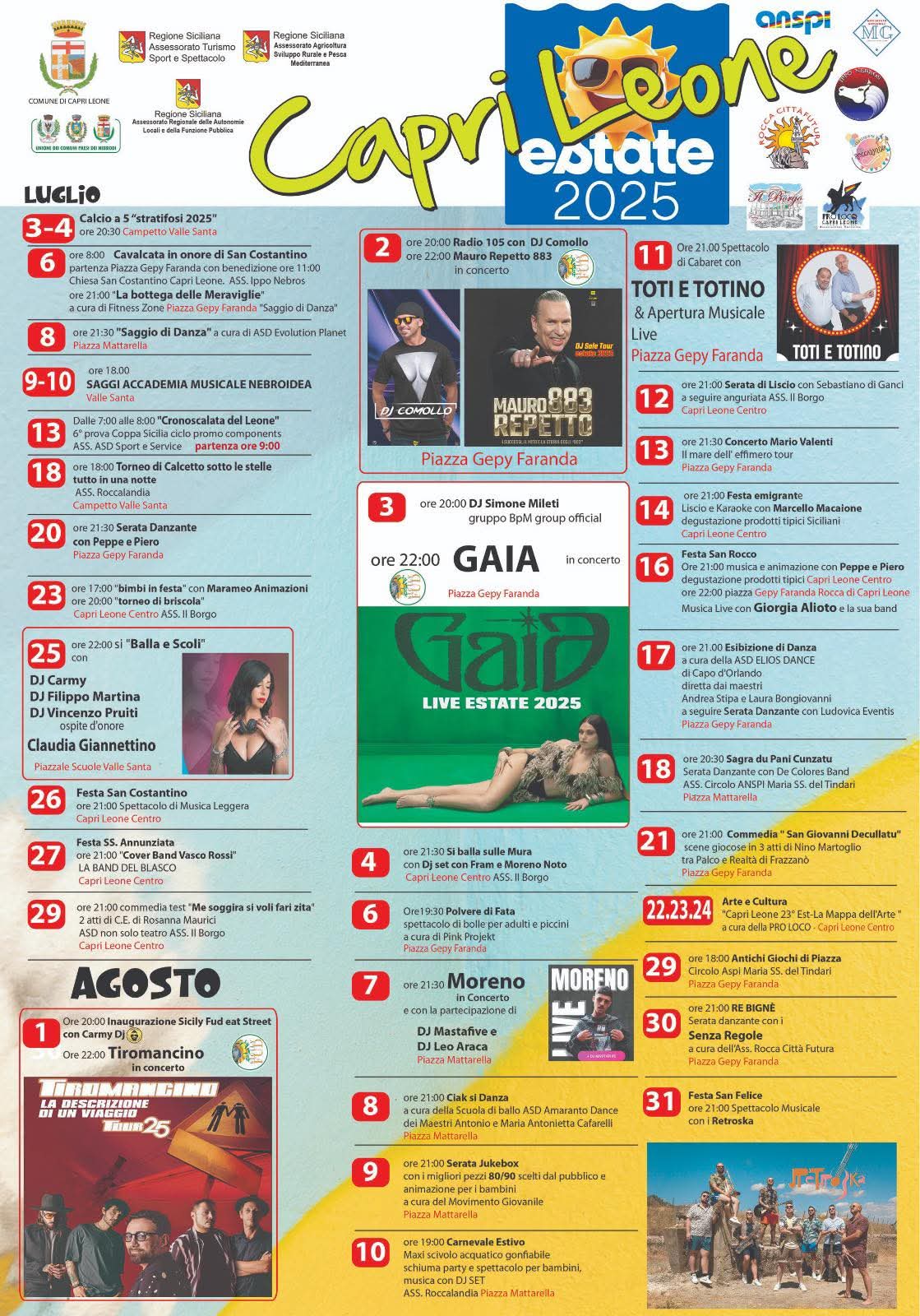 capri leone - il programma dell'estate 2025