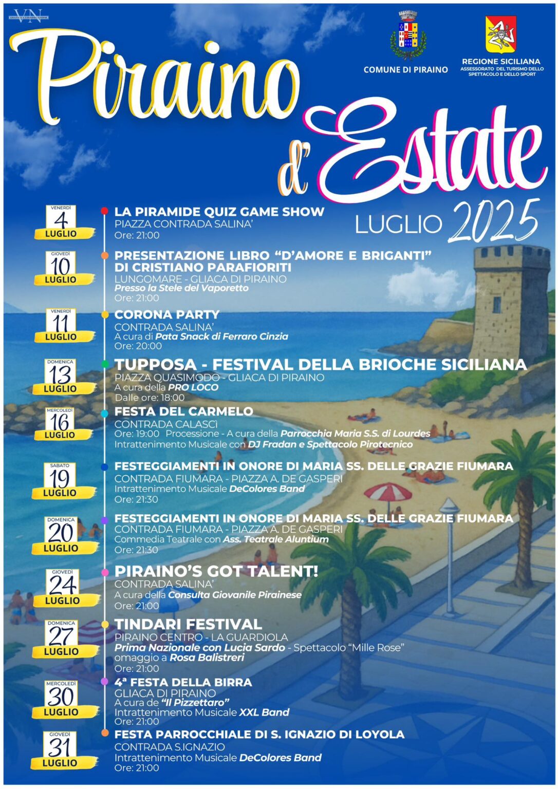 piraino (me) - estate 2025, cartellone luglio