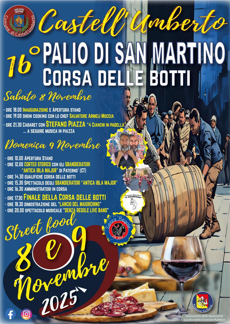 castellumberto in festa -l8 e 9 novembre torna la 16 edizione del palio di san martino  corsa delle botti 